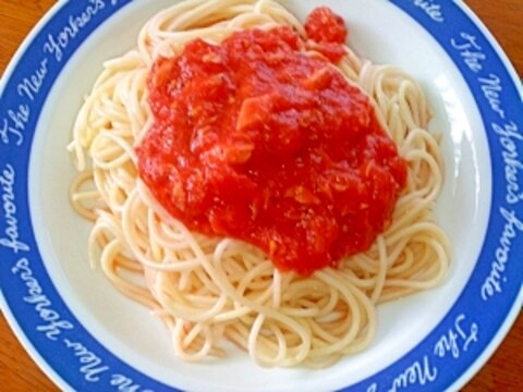 夏にぴったり！！ホールトマトとツナの冷製パスタ